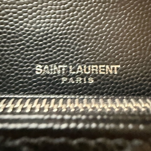 YSL Saint Laurent Large Monogram Flap Wallet Grain De Poudre Leather, Black - Picture 6 of 7